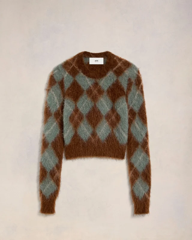 Pull En Alpaga Mohair Brossé Motif Argyle