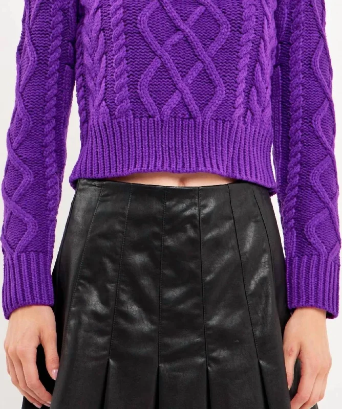 Cable Knit Sweater In Violet