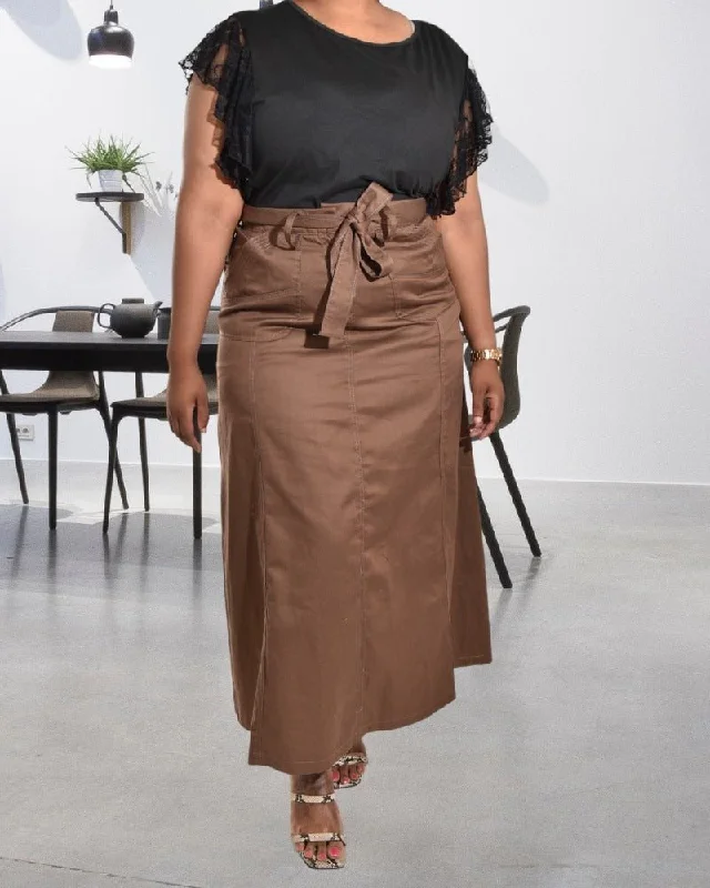 Ladies Brown Pocket Skirt