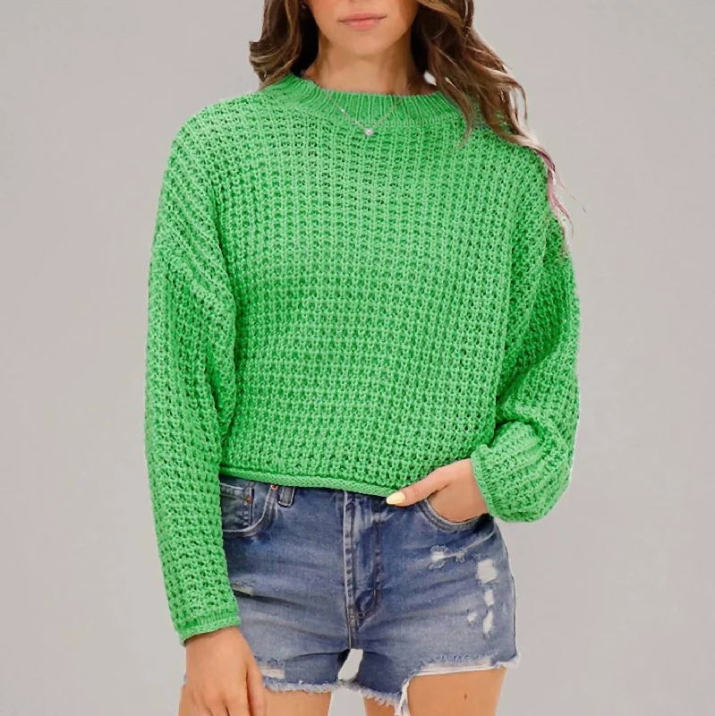 Darla Cropped Pull Over Crewneck In Margarita Lime