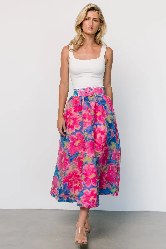 Donna Belted Skirt | Pink Multi