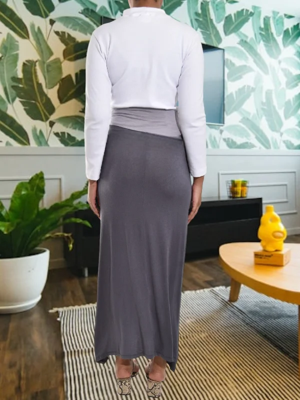 Ladies Grey Maxi Skirt