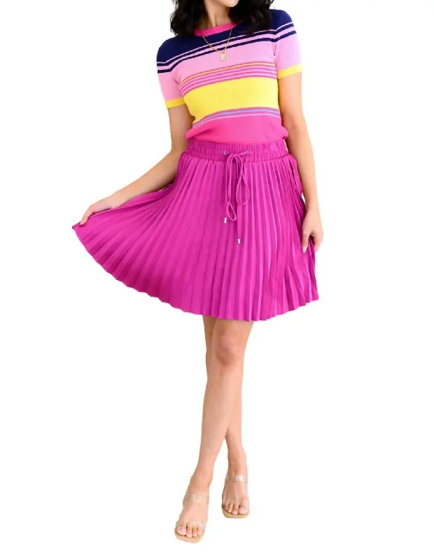 Just A Flirt Pleated Skirt In Magenta