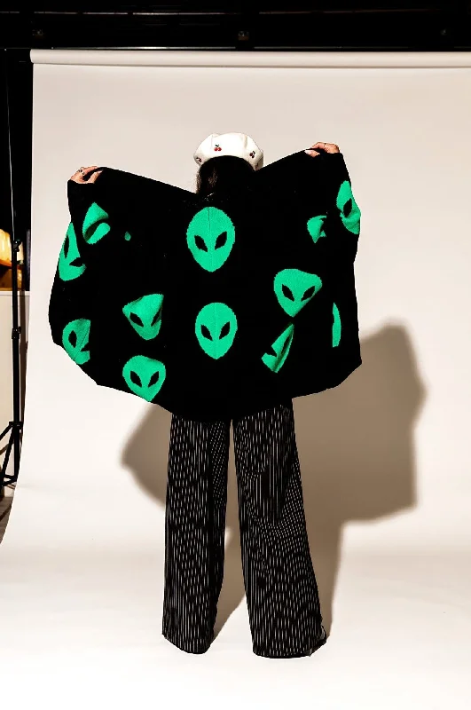 Too Cool For You Oversized Alien Cardigan in Black