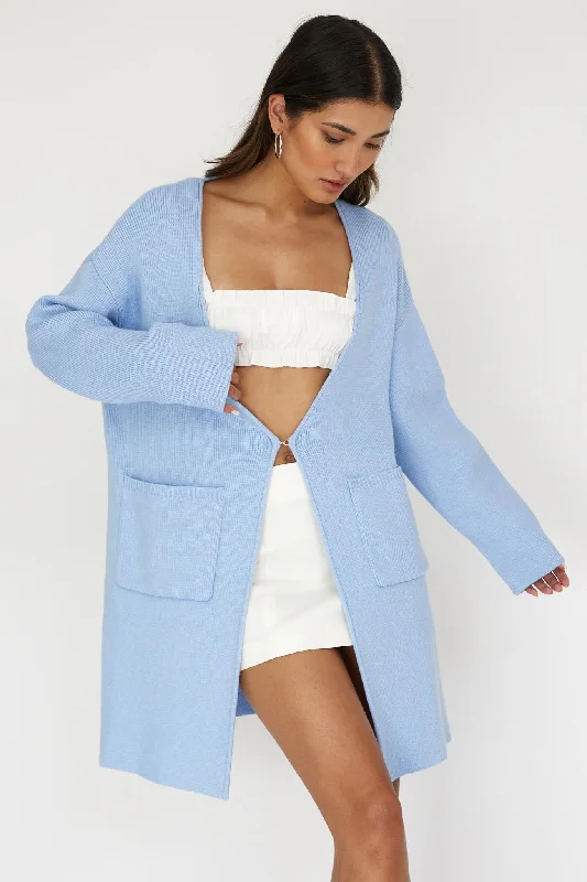 On Point Pocket Cardigan Blue