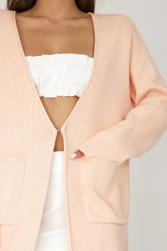 On Point Pocket Cardigan Pink