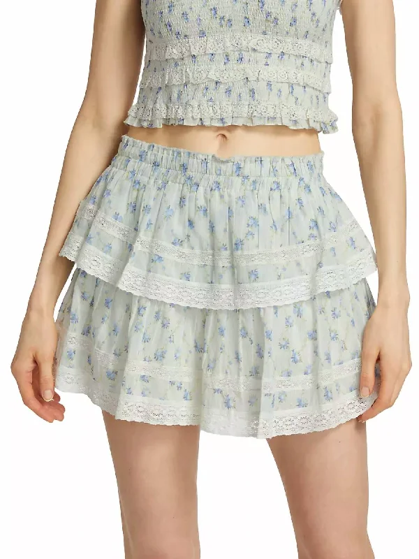 Ruffle Mini Skirt In Angel Falls