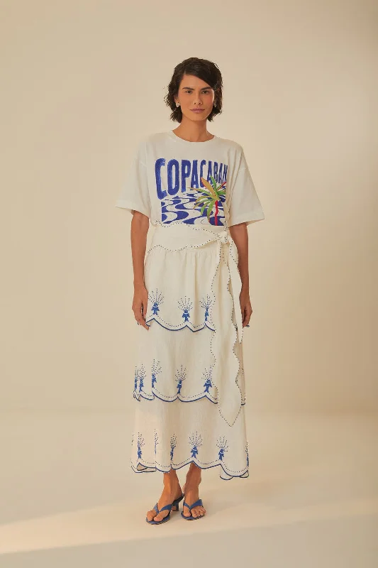 Off-White Sea Of Fish Embroidered Midi Skirt