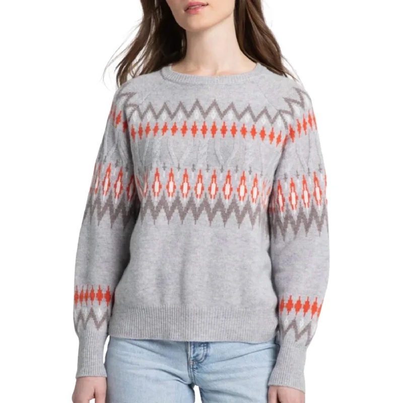 Slouchy Alpine Crew Sweater In Silver Multi