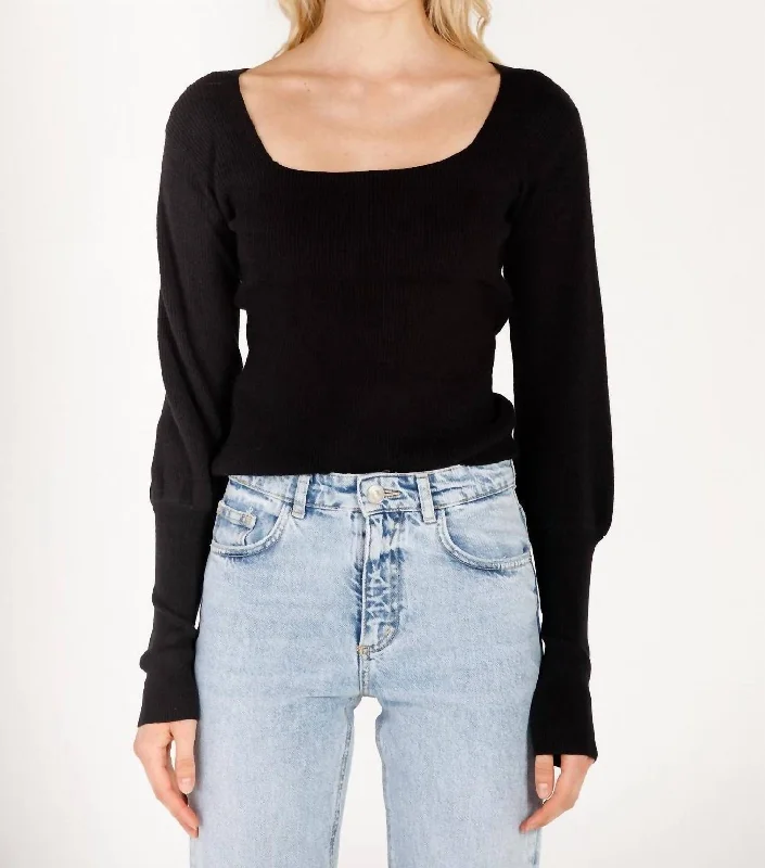 Square Neck Sweater In Black