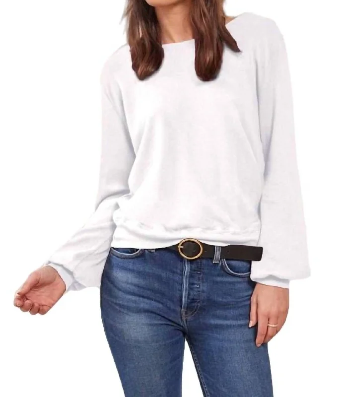 Stop By Twist Back Pullover In Soft White