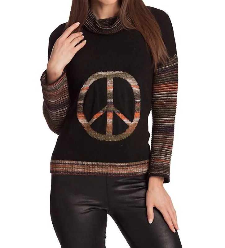 Stripe Peace Pullover In Black Multi