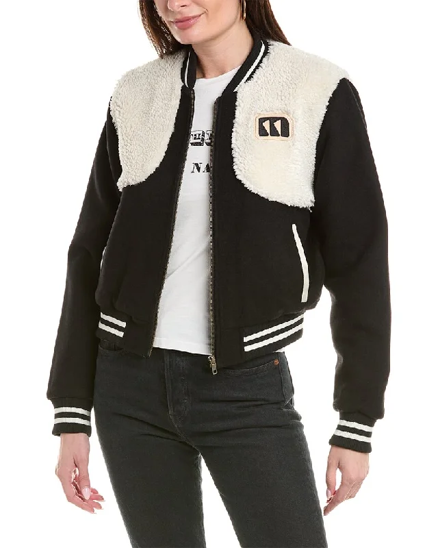 MOTHER The Vested Wool-Blend Varsity Jacket