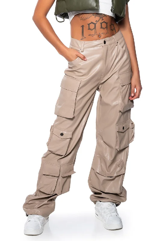 BASICALLY A MODEL PU CARGO PANT