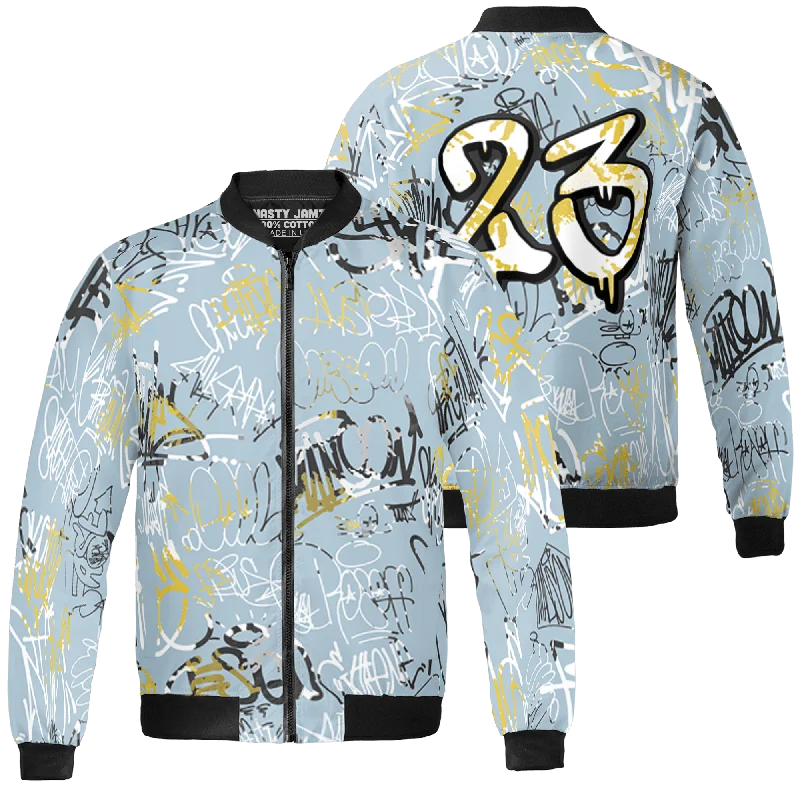 NastyJamz Blue Grey 13s Jacket Match 23 Hiphop 3D All-Over Print Graffiti Pattern