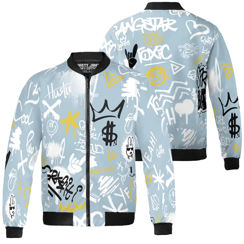 NastyJamz Blue Grey 13s Jacket Match Graffiti King 3D All-Over Print Doodle Style