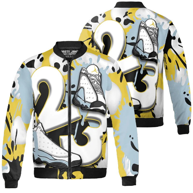 NastyJamz Blue Grey 13s Jacket Match Number 23 Paint White Monochrome Ball  3D All-Over Print