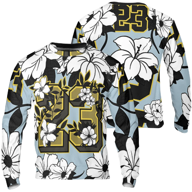 NastyJamz Blue Grey 13s Sweatshirt Match 23 Floral 3D All-Over Print Flowers