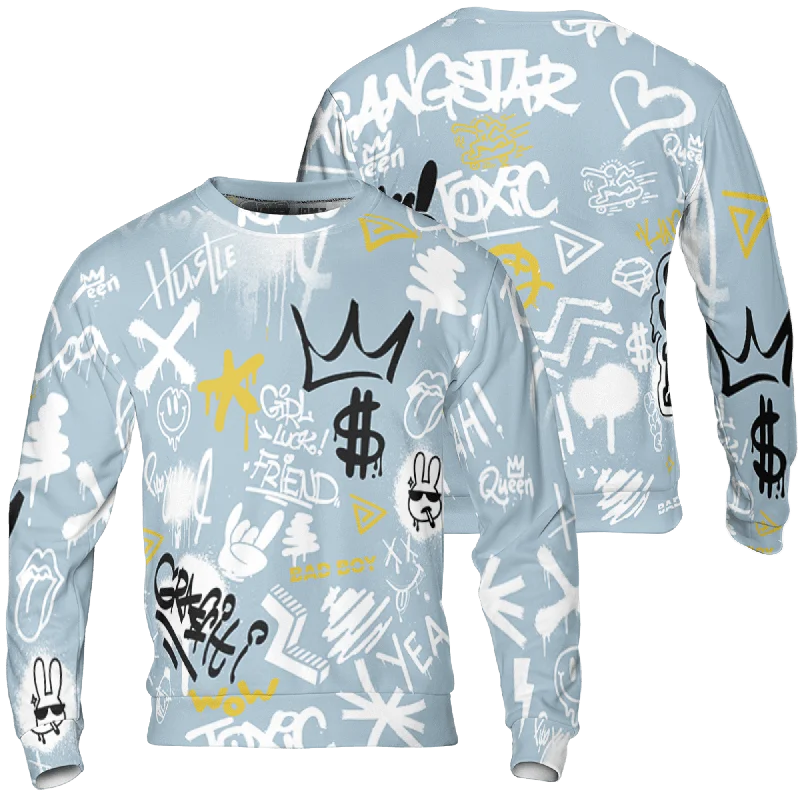 NastyJamz Blue Grey 13s Sweatshirt Match Graffiti King 3D All-Over Print Doodle Style