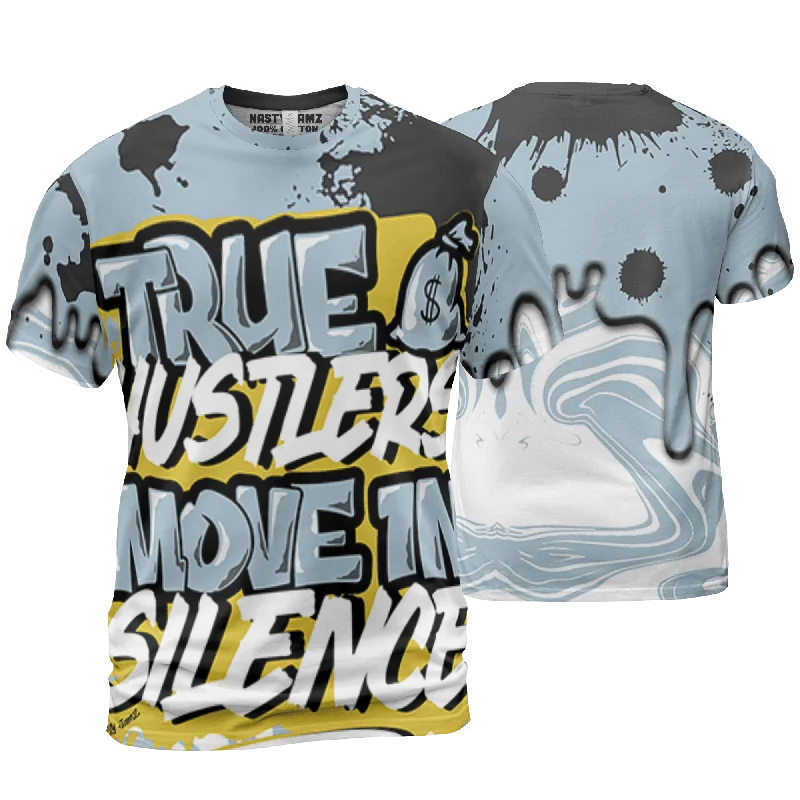 NastyJamz Blue Grey 13s T Shirt Match Move In Silence 3D All-Over Print Color Splash