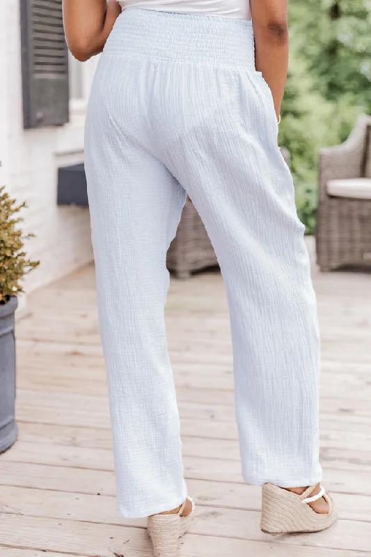 Feeling Important Light Blue Smocked Waist Gauze Pants FINAL SALE