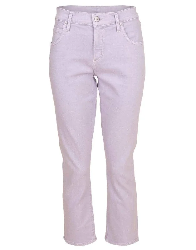 French Lavender Elsa Mid Rise Slim Crop Jean