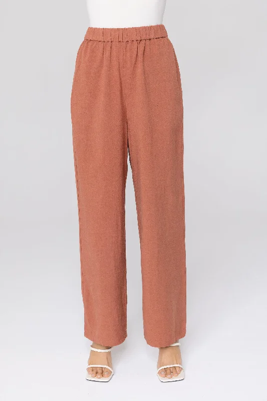 Gemma Linen Wide Leg Pants - Baked Clay