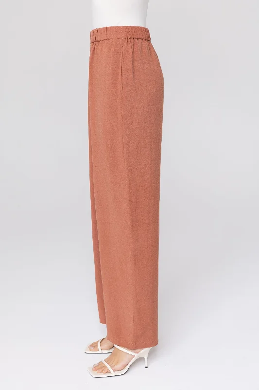 Gemma Linen Wide Leg Pants - Baked Clay