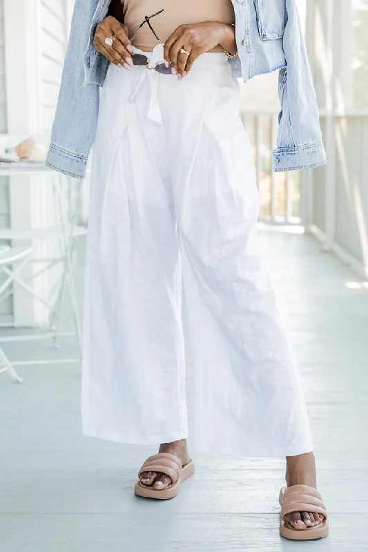 Island Breeze White Tie Waist Pants FINAL SALE