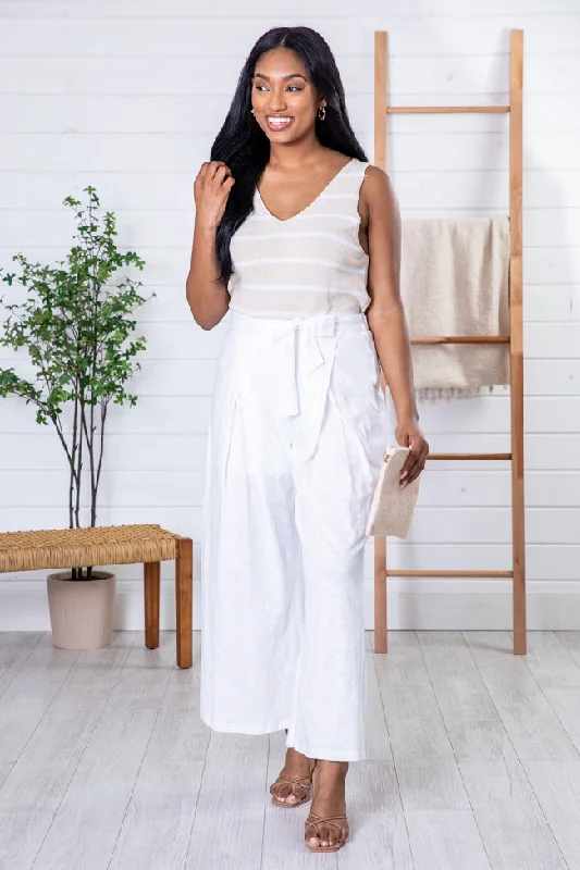 Island Breeze White Tie Waist Pants FINAL SALE