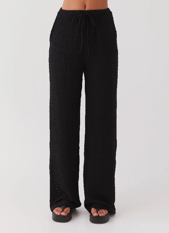 Jadey Waffle Pants - Black