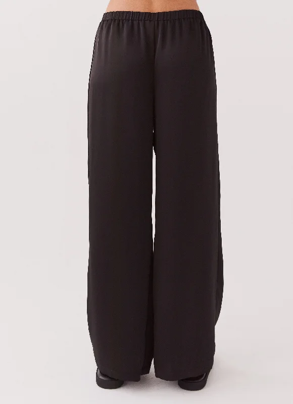 Palm Cove Satin Pants - Black