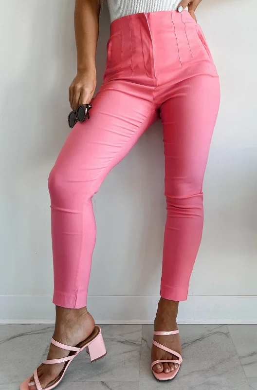 Read The Fine Print High Waist Skinny Pants (Pink)