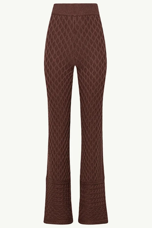 Vanessa Diamond Knit Wide Leg Pants - Dark Brown