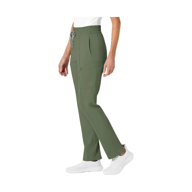 Wonderwink Women's High Waist Slim Leg Scrub Pant - Olive