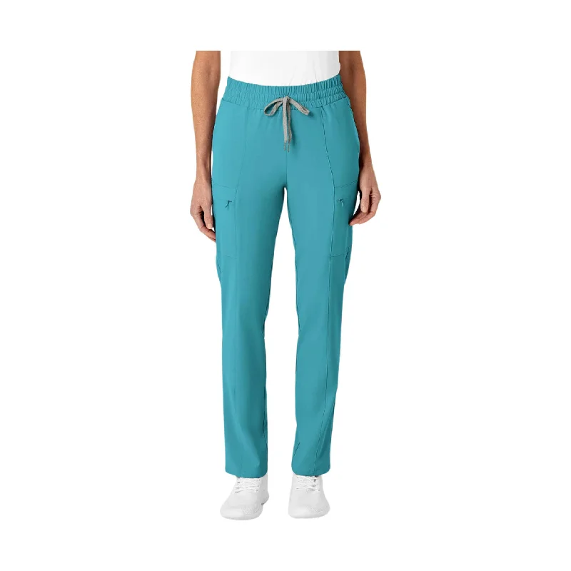 WonderWink Women's High Waist Slim Leg Scrub Pant - Teal Blue