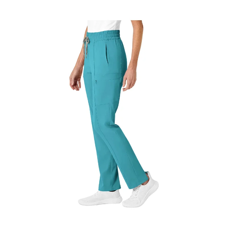 WonderWink Women's High Waist Slim Leg Scrub Pant - Teal Blue