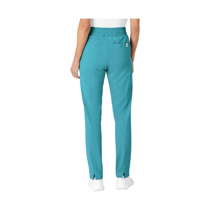 WonderWink Women's High Waist Slim Leg Scrub Pant - Teal Blue