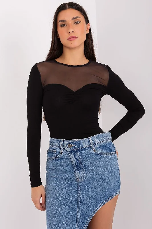 BFG Sheer Sweetheart Neck Long Sleeve Top