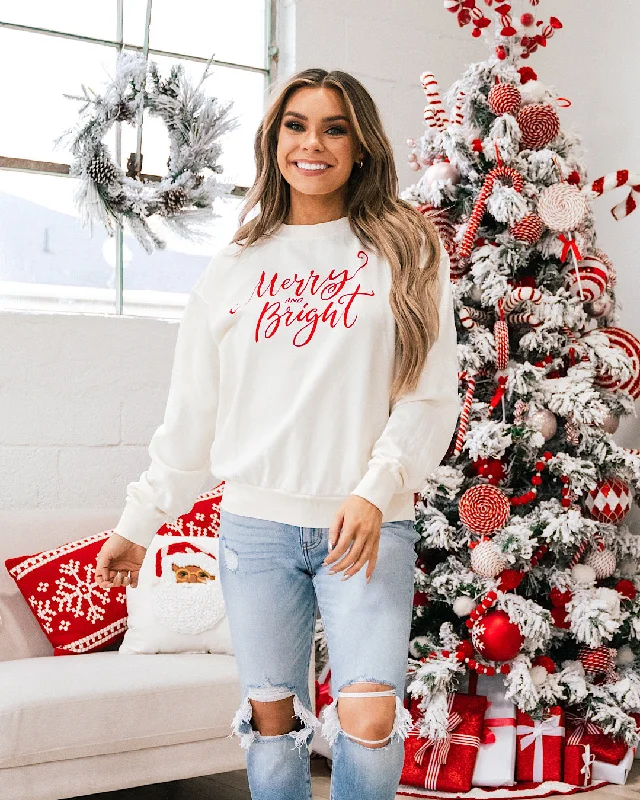 Merry and Bright Ivory Sweatshirt FINAL SALE