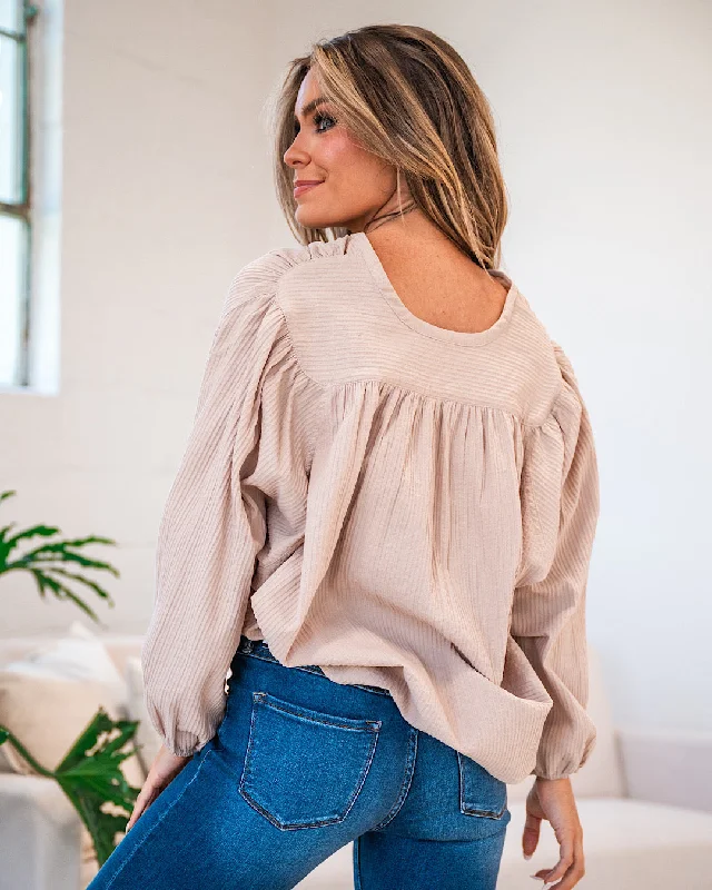 Pearl Ribbed Button Up Batwing Blouse FINAL SALE