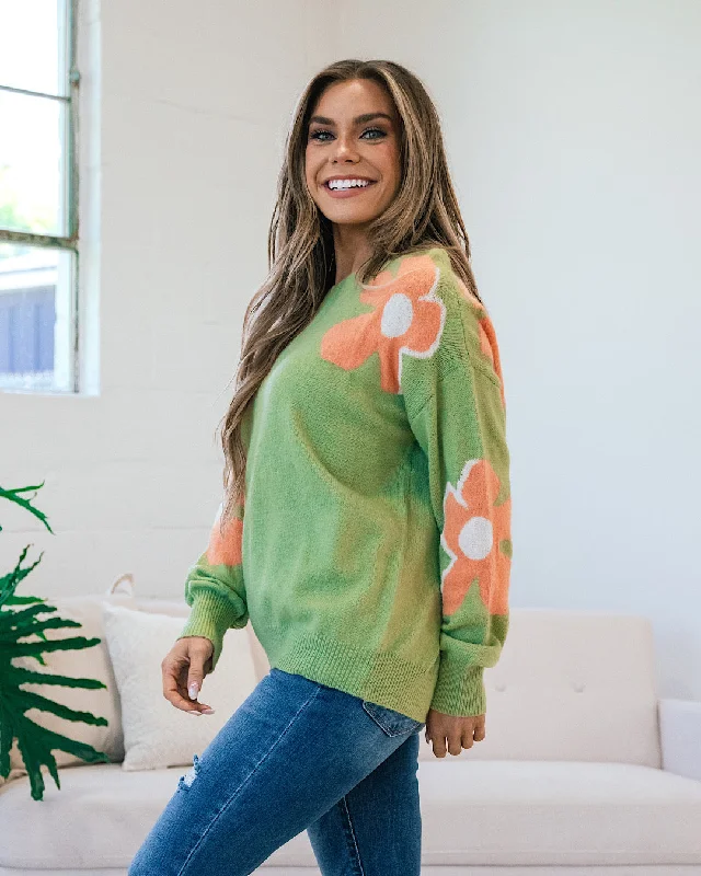 Tina Sage and Melon Daisy Sweater