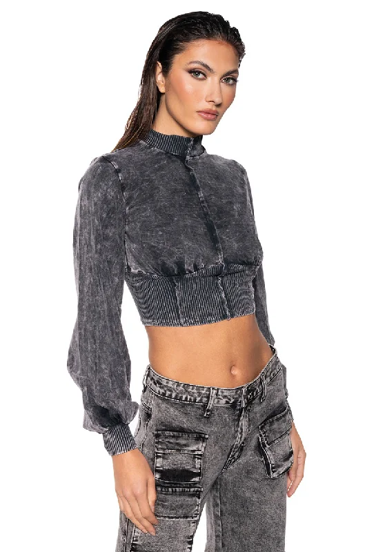 READY FOR ANYTHING CASUAL CORSET LONG SLEEVE TOP