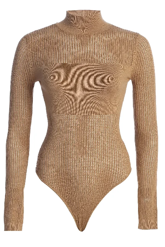 Tan Klaudette Knit Bodysuit