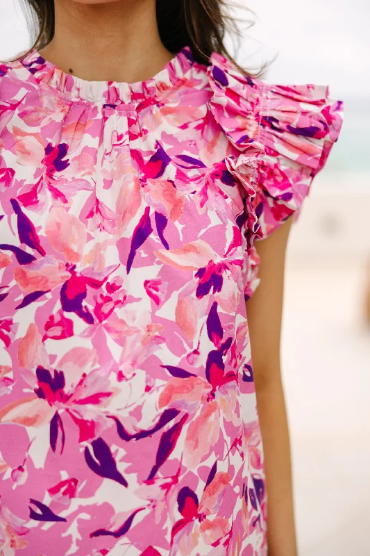 All Is Well Pink Floral Blouse