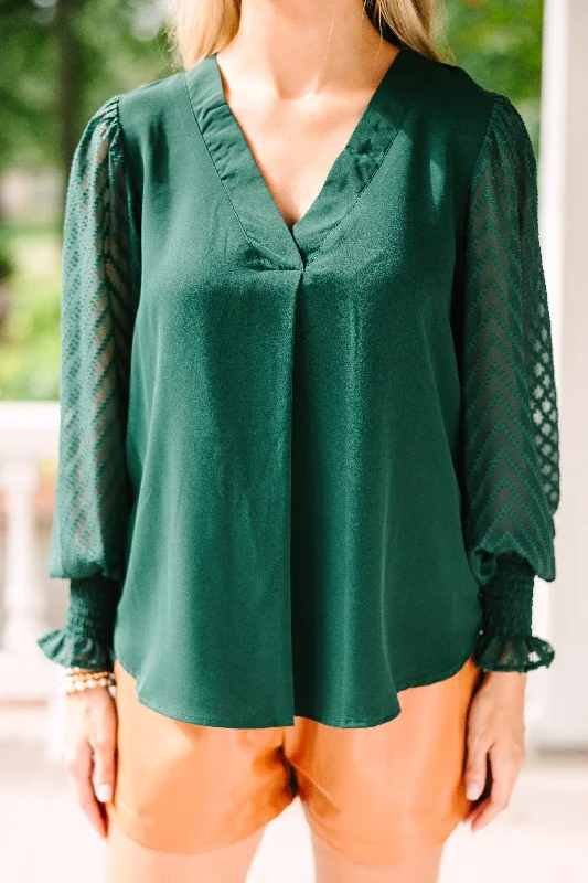 Best Behavior Hunter Green Blouse