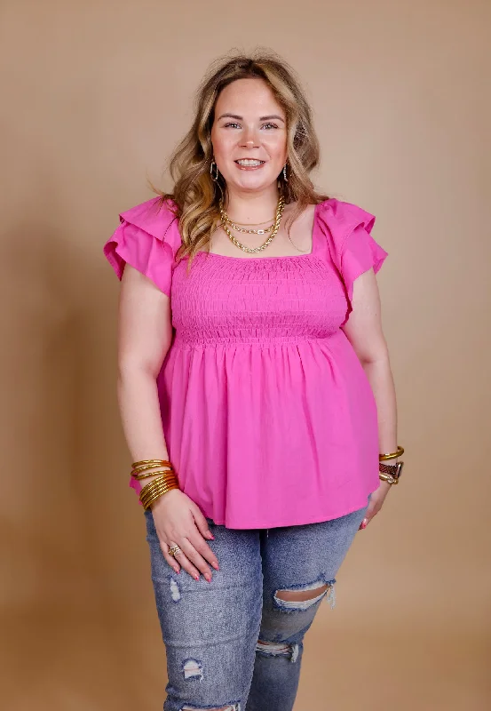 Celebrate Good Times Smocked Babydoll Top in Pink