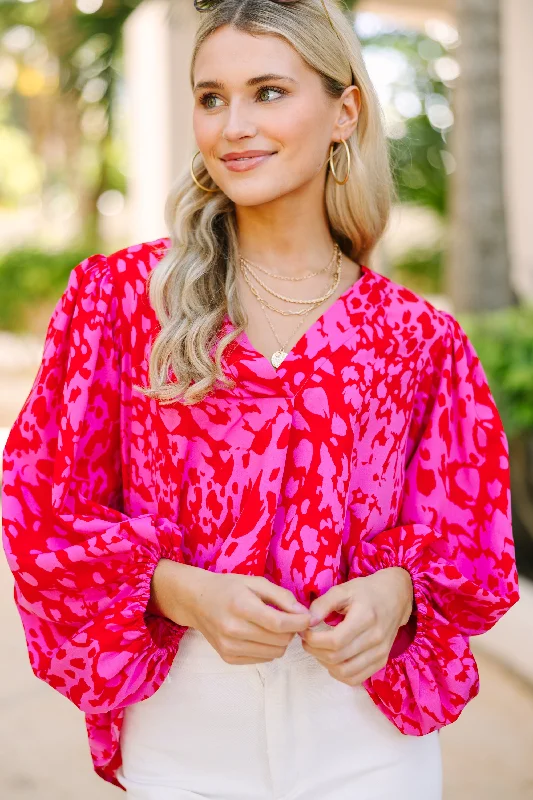 Feeling Fun Fuchsia Pink Leopard Blouse