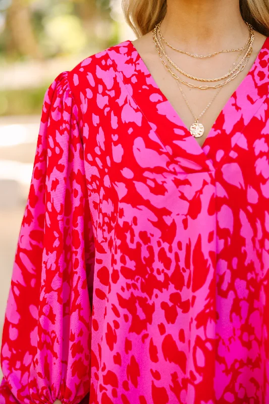 Feeling Fun Fuchsia Pink Leopard Blouse