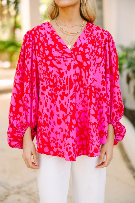 Feeling Fun Fuchsia Pink Leopard Blouse